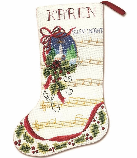 Silent Night Christmas Stocking Cross Stitch Kit, Janlynn 021-1913