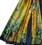 SILK Scarf - Impressionist Art Flower Garden Silk Fabric Scarf / Shawl