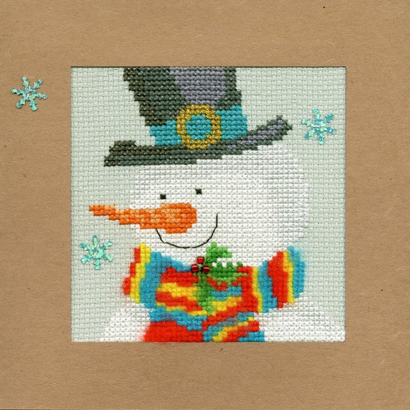 Snowy Man Christmas Card Cross Stitch Kit, Bothy Threads XMAS17