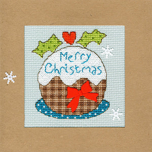 Snowy Pud Christmas Card Cross Stitch Kit, Bothy Threads XMAS16