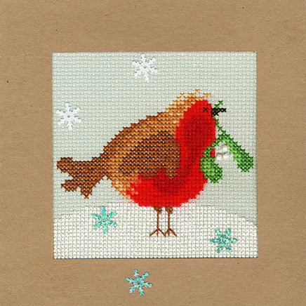 Snowy Robin Christmas Card Cross Stitch Kit, Bothy Threads XMAS14