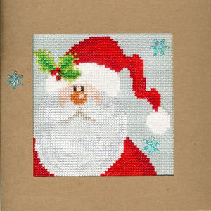 Snowy Santa Christmas Card Cross Stitch Kit, Bothy Threads XMAS15