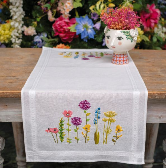 Spring Flowers Tablecloth Embroidery Kit Runner, Vervaco PN-0200850