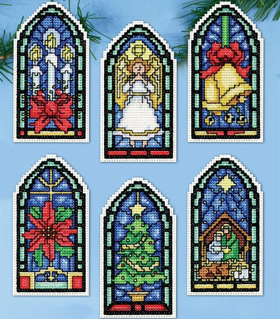 Stained Glass Ornaments Cross Stitch Kit, Design Works 5909