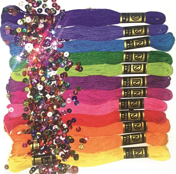 Stranded Cotton Embroidery Thread Pack of 12 -Zenbroidery Brights 4023