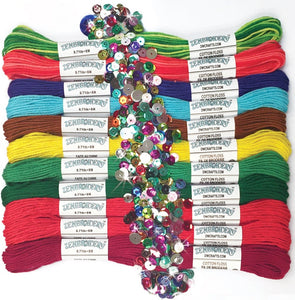 Stranded Cotton Embroidery Thread Pack of 12 -Zenbroidery Festive 4033