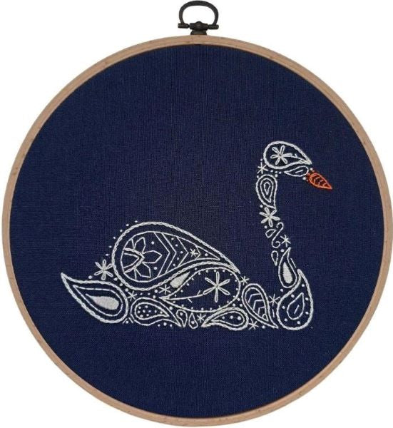Paisley Swan Embroidery Kit, Paraffle Embroidery