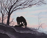 Mare and Foal Silhouette Tapestry CANVAS -Grafitec C11-879