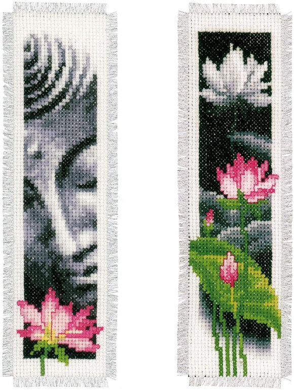Lotus and Buddha Bookmarks Counted Cross Stitch Kit, Vervaco pn-0155652