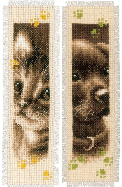 Kitten and Puppy Bookmarks Counted Cross Stitch Kit, Vervaco pn-0155362