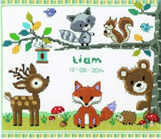Forest Animals Sampler Counted Cross Stitch Kit, Vervaco pn-0150179