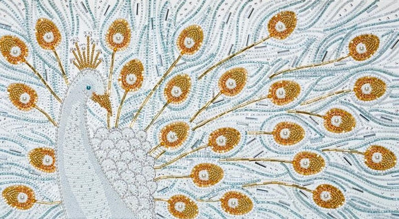 White Peacock Bead Embroidery Kit, Bead Work Kit VDV, TN-0743