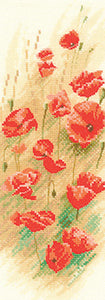 Wild Poppies Panel Cross Stitch Kit, Heritage Crafts - John Clayton