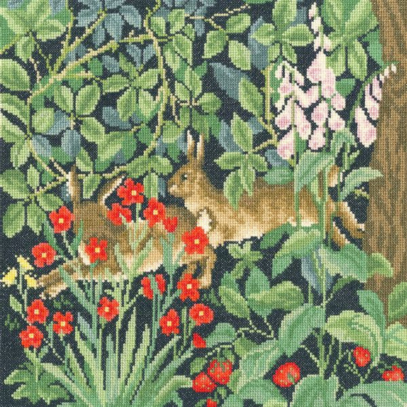 William Morris Greenery Hares Cross Stitch Kit, Bothy Threads