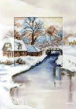 Winter River PRINTED Cross Stitch Kit Christmas Card, Orchidea ORC.6197