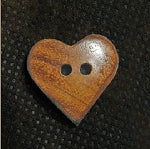 Wooden Heart Buttons, Natural Wood Button - 25mm