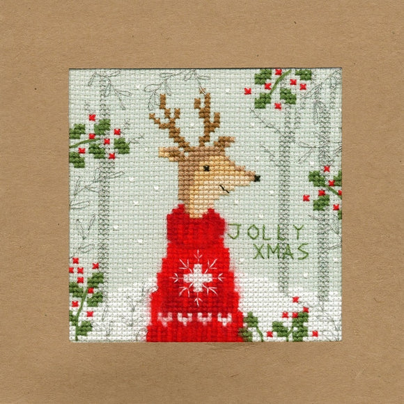 Xmas Deer Christmas Card Cross Stitch Kit, Bothy Threads XMAS12