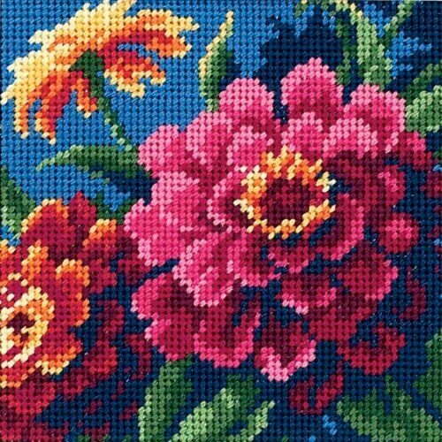 Zinnias Tapestry Needlepoint Kit, Dimensions D07213
